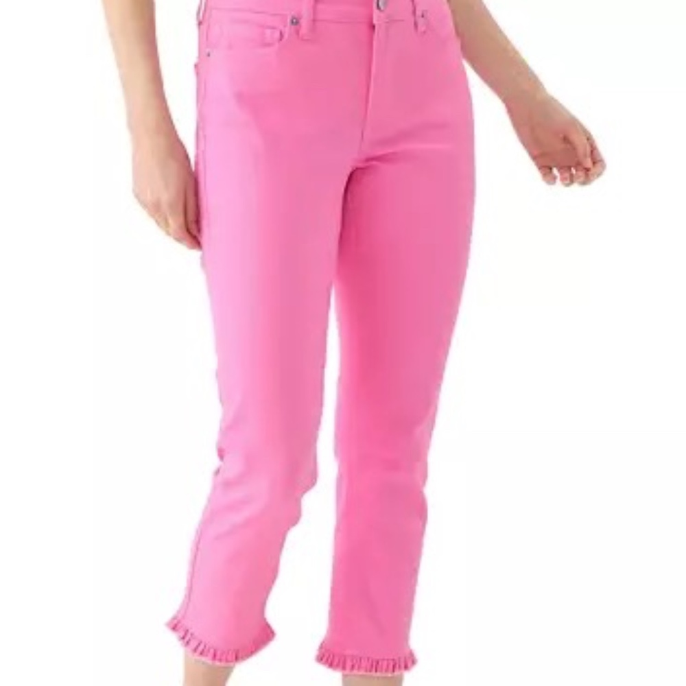 Crown & Ivy Bright Pink Denim 5-Pocket High-Rise Skinny Crop Jeans Size 18W